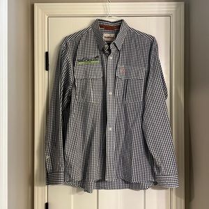 Men’s Simms button down shirt with Trout Stalked Logo